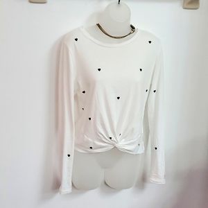 Pink tie front Ling sleeve T shirt